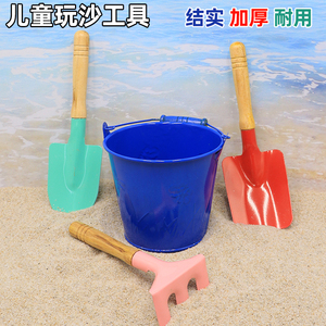 儿童玩沙挖沙子铁铲子和桶套装大号沙滩玩具赶海宝宝挖土园艺工具