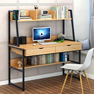电脑台式桌加化妆台一体书桌和书架组合宽一米卧室个性家用小户型