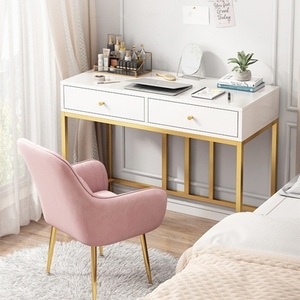 白色书桌化妆台一体简约女生长桌子带抽屉卧室简易小户型窄电脑桌