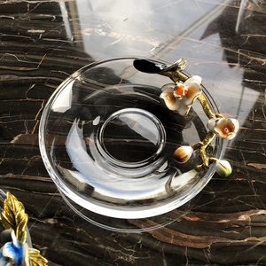 欧式珐琅彩碟子精致杯垫碟小吃碟玻璃果碟家用干果小盘子茶杯碟子