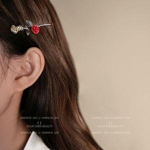 小王子玫瑰~气质花朵珍珠一字夹发卡子发夹头饰顶夹侧边夹发饰女