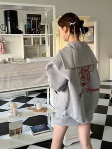 XH韩妞家韩国东大门代购2024春夏海军领卡通外套短裙套装del0326