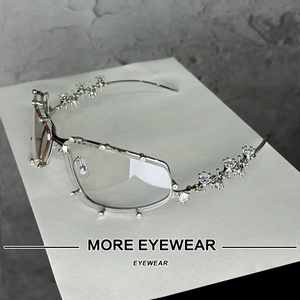 GM婚礼钻石眼镜架女金雅贤同款银色时尚艺术网红素颜拍照Y2K镜框