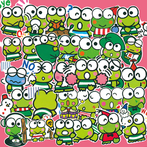 50张大眼蛙贴纸卡通可爱可洛比小青蛙手账防水保温杯diy装饰贴画
