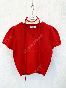 韩国直邮东大门正品代购女装24春季新款 hihigh 系带短袖针织衫