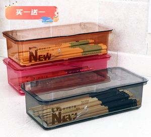 实用家用防尘带盖餐具收纳盒透明方形筷子盒塑料刀叉勺子吸管沥水