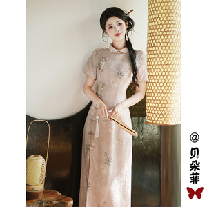 新中式国风改良旗袍连衣裙女装夏季民国风年轻款少女收腰显瘦长裙
