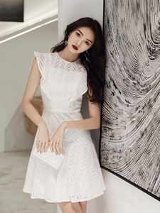 白色晚礼服裙女平时可穿小个子高级感高端轻奢小众洋装连衣裙夏季