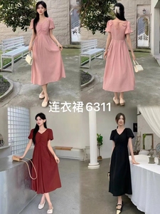 依佰思特2024夏季新款6311法式高级感赫本风气质收腰设计感连衣裙