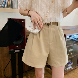 安璃ANLI 2021新款韩系百搭纯色简约好版型时髦工装短裤