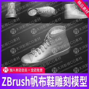 zbrush人物鞋子男女帆布鞋运动鞋模型ZTL模型zb鞋子模型Blend鞋子