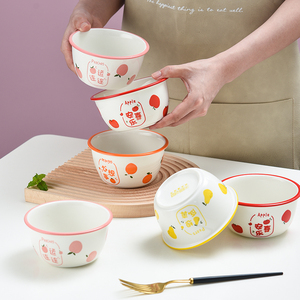 陶瓷新款餐具日式创意碗家用吃饭专用小碗平安精致可爱饭碗