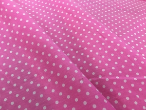奶乖桃粉色底白色水玉点定位真丝棉时装面料夏连衣裙衬衫丝棉布料