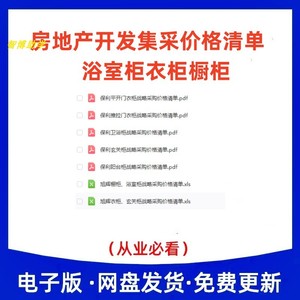 A171精装部品集采价格清单浴室柜衣柜橱柜推拉门平开门柜体成本