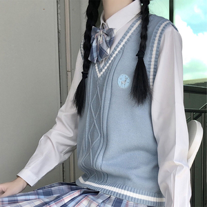 【鹿川女高】第一款毛衣学院风jk针织马甲背心春日系软妹可爱外穿