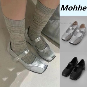 韩国正品代购 MOHHE小众一字带玛丽珍鞋平底百搭浅口单鞋芭蕾舞女