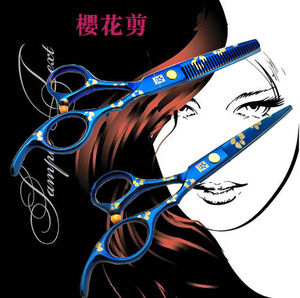 日本樱花理发剪刀套装发型师专用美发打薄剪蓝色6寸平剪牙剪组合