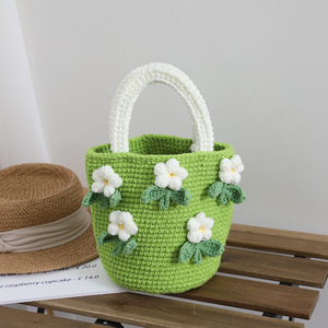 绿色花朵包包diy手工编织包包毛线钩针编织材料包手织礼物送女友