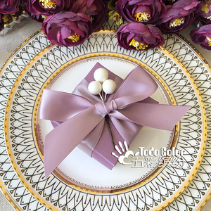 则礼 果实结婚喜糖盒紫色小号 欧式婚礼创意喜盒免折叠盒子空盒