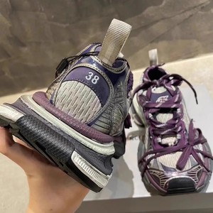巴黎3xl九代老爹鞋紫色做旧2024夏季男女款厚底增高休闲运动鞋子