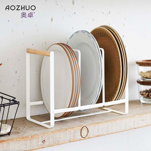 日式铁艺餐具碟子碗碟沥水收纳架整理简约厨房盘子餐盘三格置物架