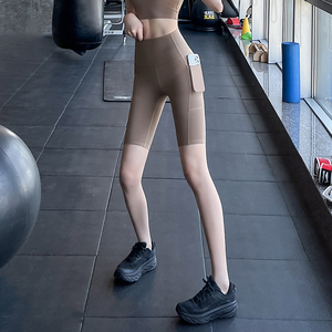 岚纹弹力紧身健身裤女五分运动裤骑行短裤外穿速干跑步瑜伽裤夏季