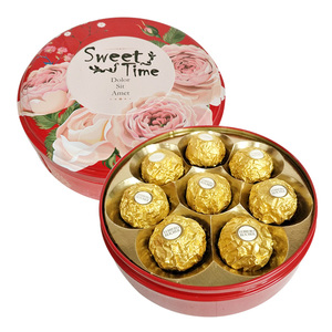 费列罗（FERRERO ROCHER）榛果威化巧克力圆形铁盒装6粒8粒礼盒装