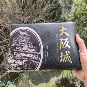 日本 大阪城公园限定 大阪城纪念版 黑巧克力味夹心饼干沙饼 15枚