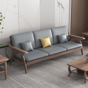 北欧全白蜡木实木沙发客厅组合现代简约新中式冬夏两用白蜡木家具
