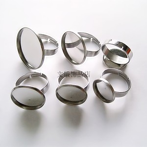 热卖平面形不锈钛钢戒指简意时光宝石底托盘DIY饰品配件