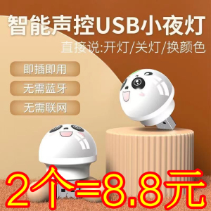 人工智能语音控制灯USB声控灯感应灯led小夜灯卧室家用七彩氛围灯