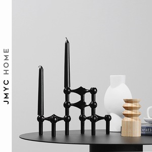 欧式现代轻奢金属三角烛台创意软装饰品桌面烛插样板房售楼处摆件