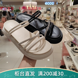 WRA04 他她TATA厚底凉鞋2024年夏季国内代购水钻一字带休闲女拖鞋