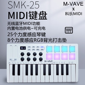 M-VAVE25键MIDI键盘RGB打击垫控制器蓝牙便携式音乐编曲键盘SMK25