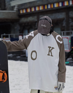 YOKOKAYA拼色字母滑雪内搭纯棉长T男女款