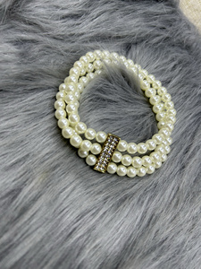 A307时尚韩版三层珍珠手链手串多层珍珠多排手链女首饰