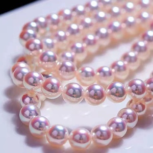 天然法式复古海水珍珠项链日本樱花粉色珠链正圆送妈妈婆婆锁骨链