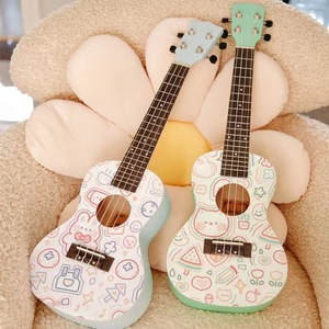 尤克里里初学者男女学生儿童小吉他琴桃花芯木入门高颜值涂鸦乐器