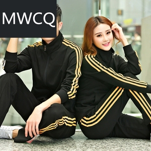 MWCQ新款男式女式运动服 韩版加大码运动套装 时尚休闲情侣装春秋