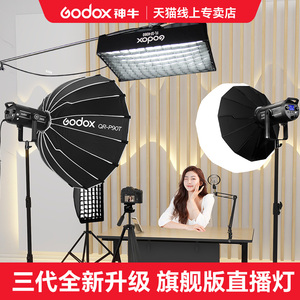 Godox 神牛SL150 III三代LED直播补光灯专业直播间深抛灯室内摄影双色温LED摄影灯150W球形柔光灯地灯常亮灯