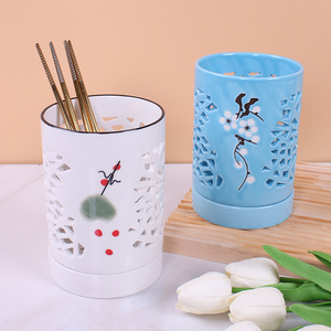 陶瓷沥水厨房筷子筒筷子家用桌面勺子收纳筒餐具收纳盒单个大号筒
