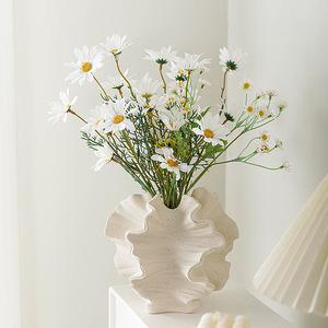 艺术素烧陶瓷花瓶磨砂质感水培干花插客厅装饰白摆件小众轻奢创意
