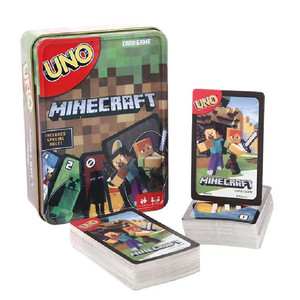 我的世界UNO优诺牌铁盒乌诺牌Minecraft游戏周边扑克卡牌多人桌游
