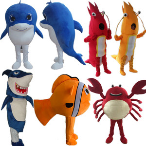 海洋馆螃蟹龙虾海豚鲨鱼小丑鱼卡通人偶服装行走人穿玩偶布偶道具