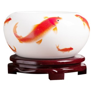 方形鱼缸陶瓷鱼缸摆件小号金鱼乌龟缸笔洗养鱼缸睡莲花盆养鱼盆瓷