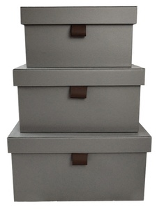 灰色小皮扣收纳盒样板间衣柜收纳箱轻奢中式储物箱家用衣物整理箱