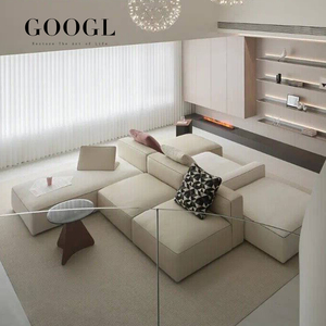 设计师横厅新款意大利高端品牌布艺双面沙发中岛方块模块皮沙发