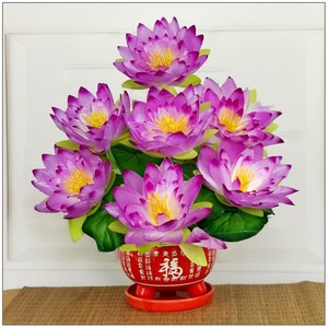 仿真荷花睡莲莲花假花绢花干花盆景佛前佛堂供佛花家居客厅塑料花