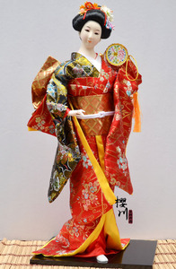 22寸日本人偶艺妓人形绢人和服娃娃日式工艺品摆件料理店装饰55CM
