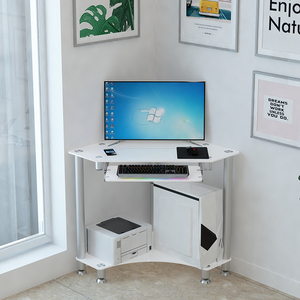 墙角台式电脑桌家用小户型转角经济型三角位拐角书桌子可放打印机